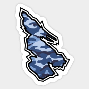 Salt Spring Island Silhouette in Blue Camouflage - Camo Pattern - Salt Spring Island Sticker